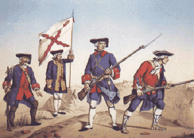 Escopetero de Andaluc�a. Alferez de Milicias Provinciales. Fusilero de Milicias Provinciales. Fusilero de Catalu�a